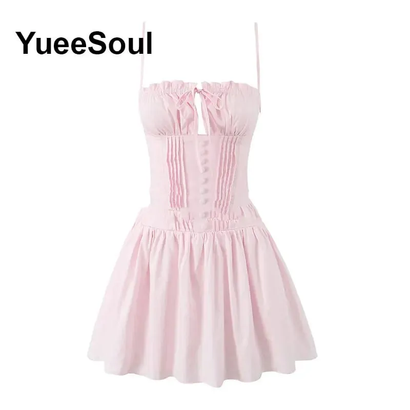 Pink Women's Dress Elegant Evening Birthday Party Female Dresses 2026 Summer New Sweet Cute Y2K Casual High Street Lolita Dress