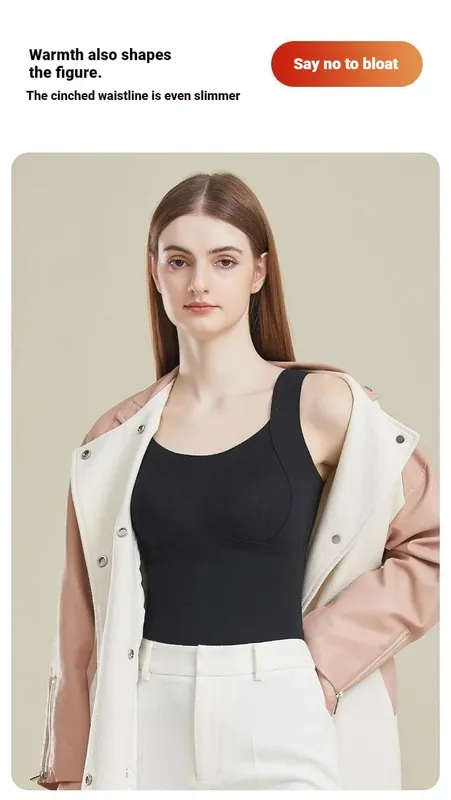 Womens Thermal Vest With Built In Bra Seamless Warm Lined Tank Top For Inner Winter Bottoming Top Friendly Intimate Lingerie New