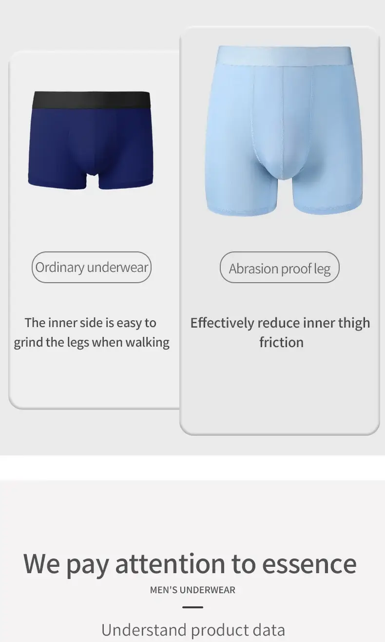 Panlalaking ice silk sports underwear panlalaki sa tag-araw na manipis na suot na binti tumatakbo makahinga malaking sukat pinalawig na pagsusuot ng crotch boxers