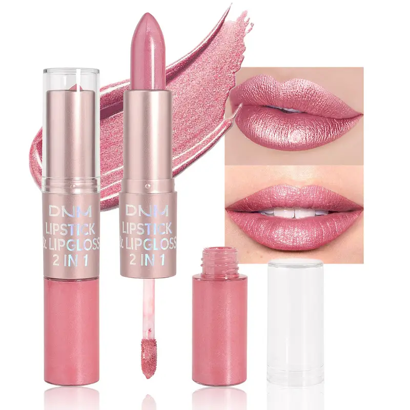 DNM Double Headed Mate Lipstick And Lip Gloss Long Lasting Makeup 2 In 1 Stick Moisturizing Lipgloss Tint Cosmetics Lip Stain