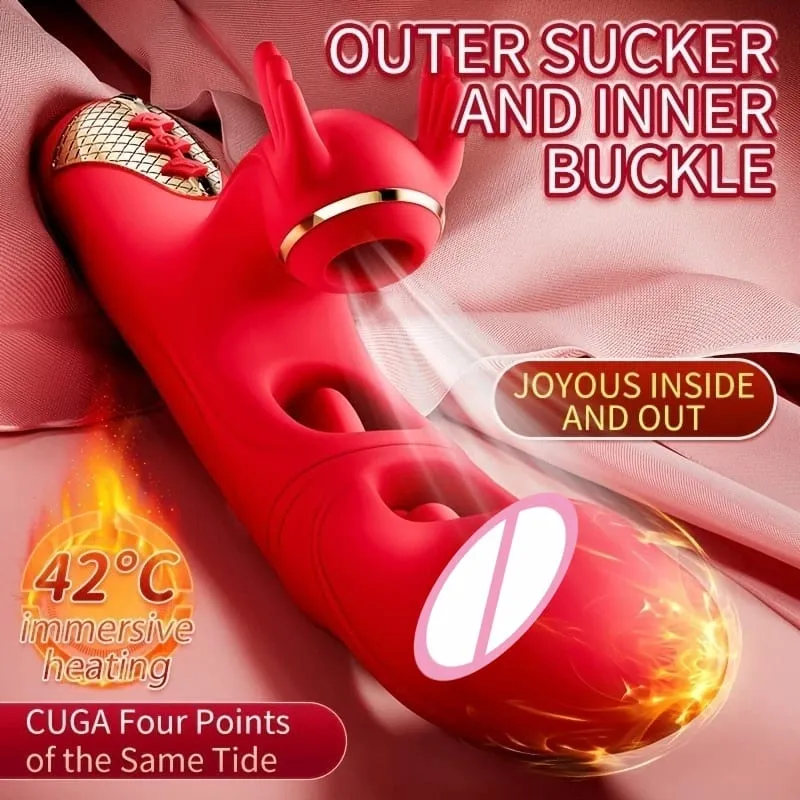 4in1 Thrusting Dildo Vibrator for Women Heating G Spot Clitoris Stimulator Sucking Vaginal Massager Sex Toys Female Masturbator