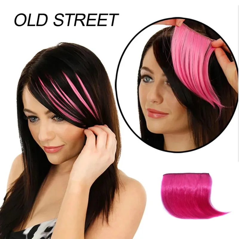 Colorful Clip in Synthetic Hair Bangs Gradient Hairpiece Fake Hair Piece Extensions for Women Girls Hair Extensions