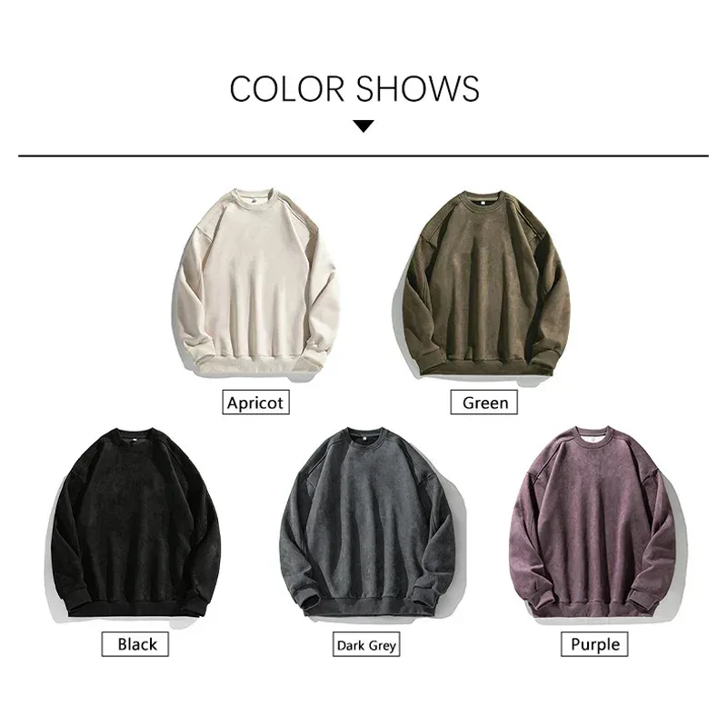 Sweat-shirt à manches longues pour homme, vêtement de marque violet, col rond, Baggy, décontracté, en daim, automne-hiver, 2026 — image 4