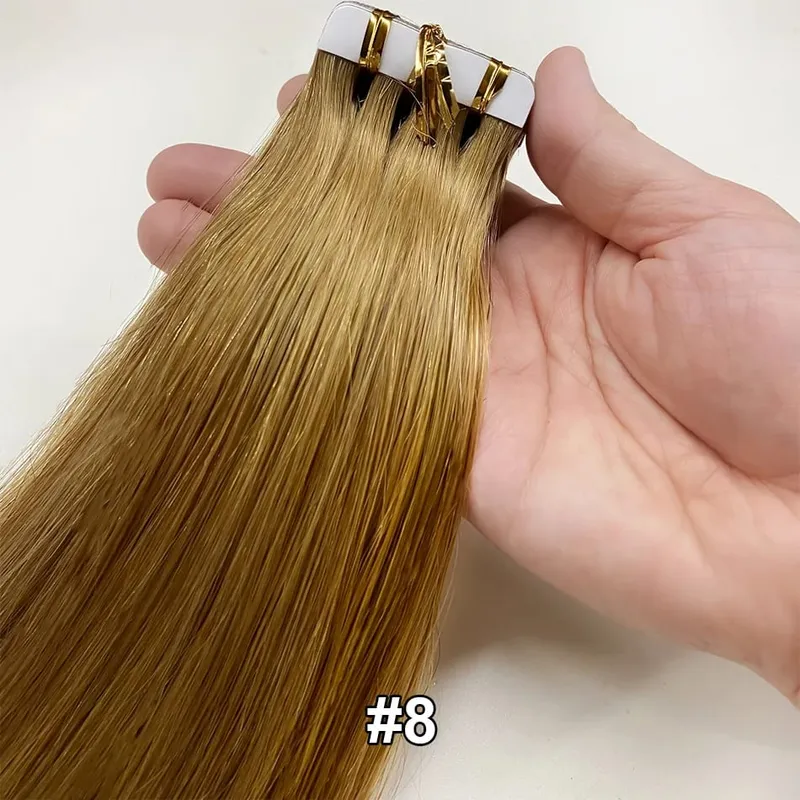 Full Shine Tape In 100% Remy Human Hair Straight Double Sided Blonde Comfortable Silky Natural Tape Ins For Women