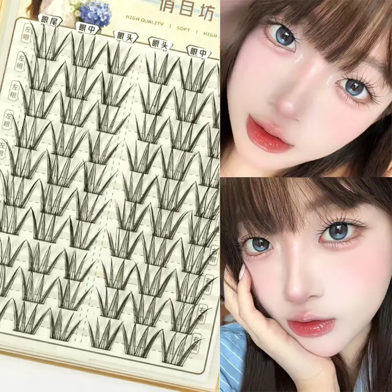 10 Rows Korean Asian Style False Eyelashes Natural Look Lightweight Comic-style Fake Eyelash For Perfect Daily Stage Eye Makeup