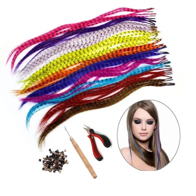 50 Strands/Pack Synthetic Colored I-Tip Stick Feather Hair Extensions Straight Hair 16 Inch For Women High Temperature Fiber — image 2