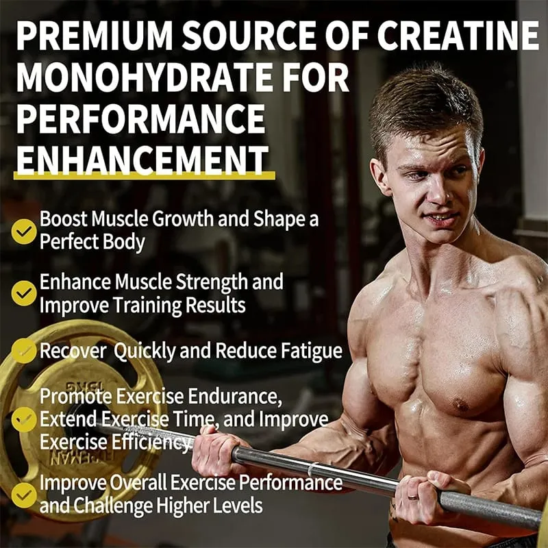 High Potency Creatine Monohydrate Capsules 3000mg Supports Muscle Growth Athletic Performance Energy Levels & Daily Gym