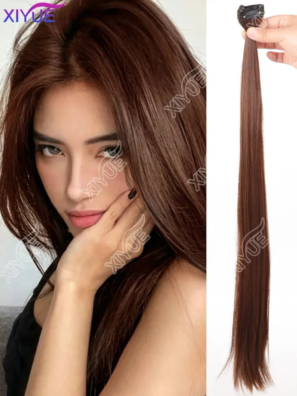 24 inch synthetic hair extension Wig patch invisible seamless for women 5-piece set straight to increase hair volume — image 8