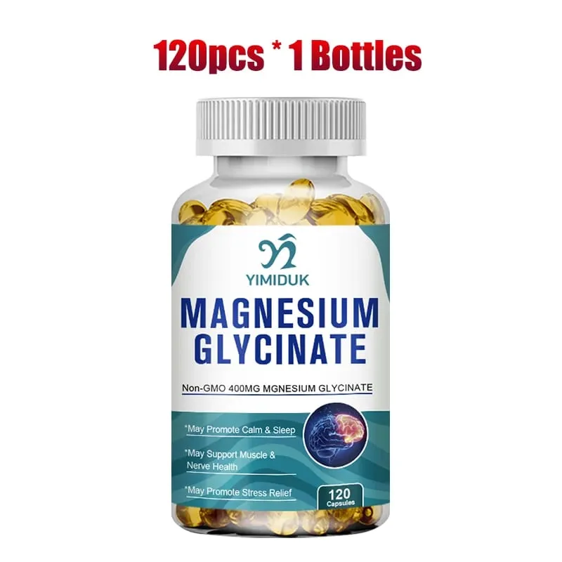 Achetez-en 1, obtenez-en 1 gratuitement ! Supplément de glycinate de magnésium pur pour un sommeil profond et un soulagement du stress, aide à la relaxation musculaire et au système nerveux