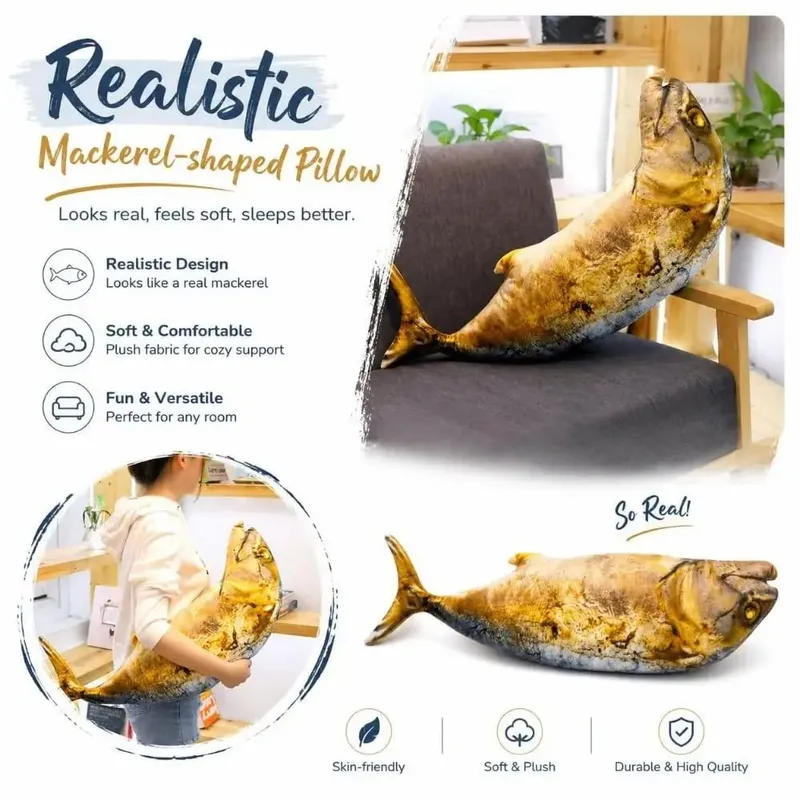 Gifts Realistic Mackerel Plush Pillow Plush Soft Stuffed Mackerel-shaped Cat Toy Fish Plush Toy Home Decor
