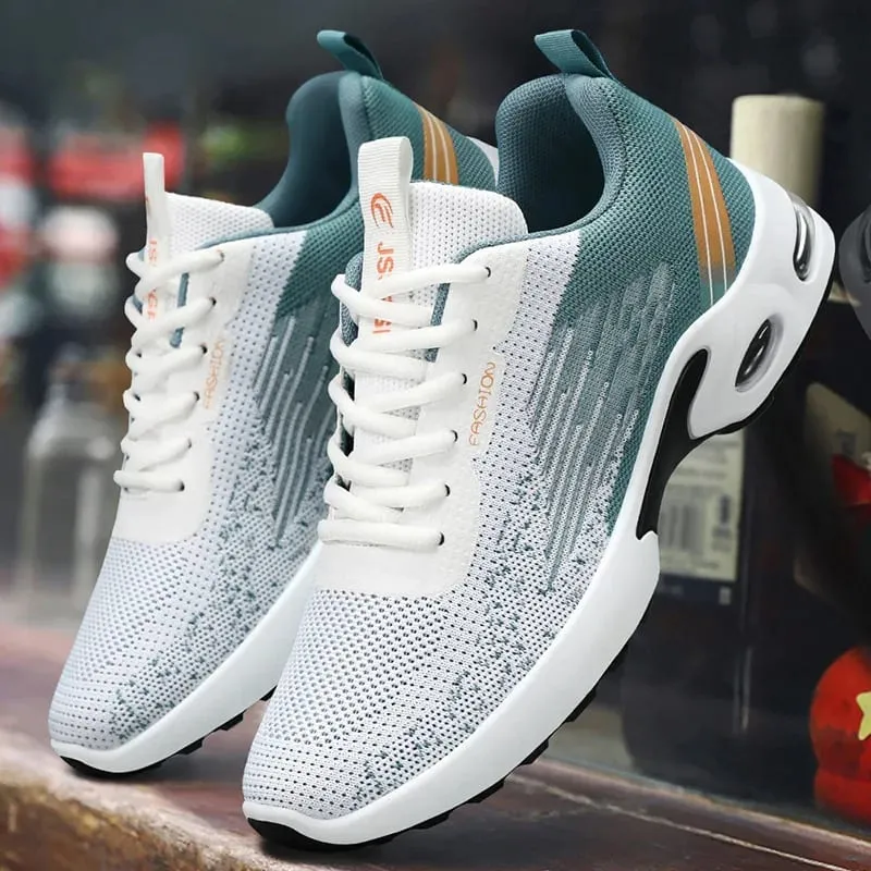 Men's Breathable Lace-Up Running Shoes Fei-Woven Mesh Casual Shoes Comfortable Air-Cushioned Men's Shoes Free Shipping Shoe
