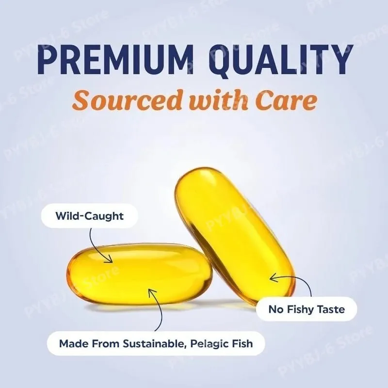 Omega-3 Fish Oil 3600mg EPA DHA 120 Softgels Non-GMO Dietary Supplement Supports Heart Brain Eye Joint Health Immune System