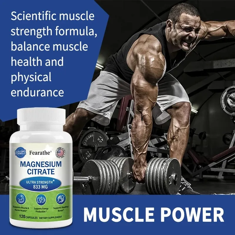 Magnesium Citrate Capsules Highly Absorbable Nutritional Supports Relaxation Sleep Bone Heart Nerve Muscle & Metabolism