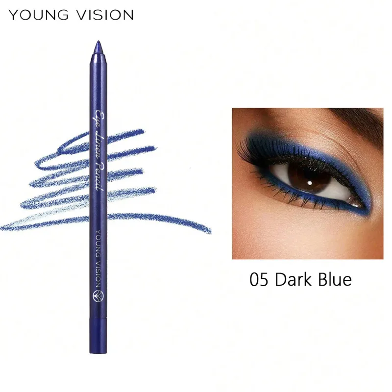Waterproof Pearlescent Blue Green Eyeliner Pencil Long-Lasting Metallic Glitter Eye Liner Gel High Pigmented Punk Eye Makeup