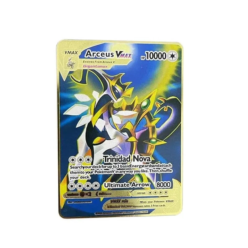 Raffreddare NUOVO Pokemon Carta di Metallo 10000 Punti Arceus Charizard Super Carta Inglese Mewtwo Lucario Greninja Lillie Anime Carte