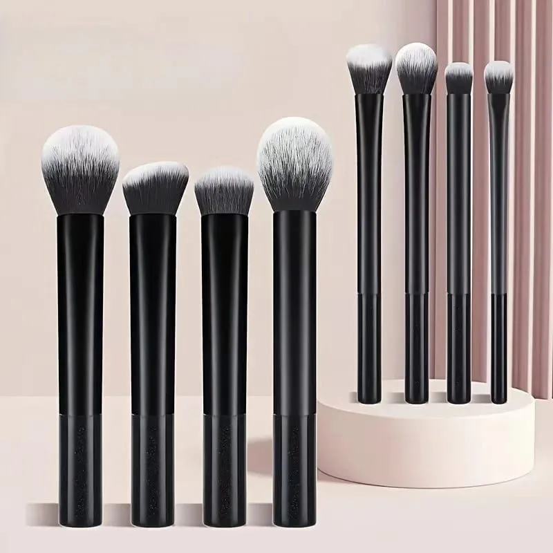 8/12pcs Multifunctional Black Makeup Brush Set With Beauty Egg Soft Bristles for All Skin Types Alcohol-Free Cosmetic Brushes