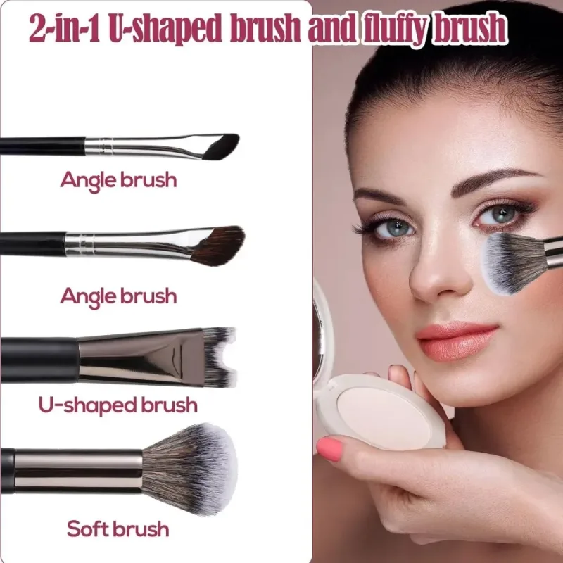 Professional 3/1Pcs Nose Contour Brushes 2 in 1 Makeup Brushes Set Dual Head Powder Blush Eyeshadow Contour Brush Beauty Tools