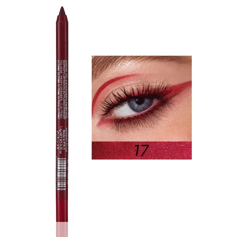 17 Farben Perlglanz-Eyeliner-Stift, bunt, wasserdicht, langlebig, matt, glatt, leicht zu tragen, Lidschatten, Eyeliner-Stift, Augen-Make-up