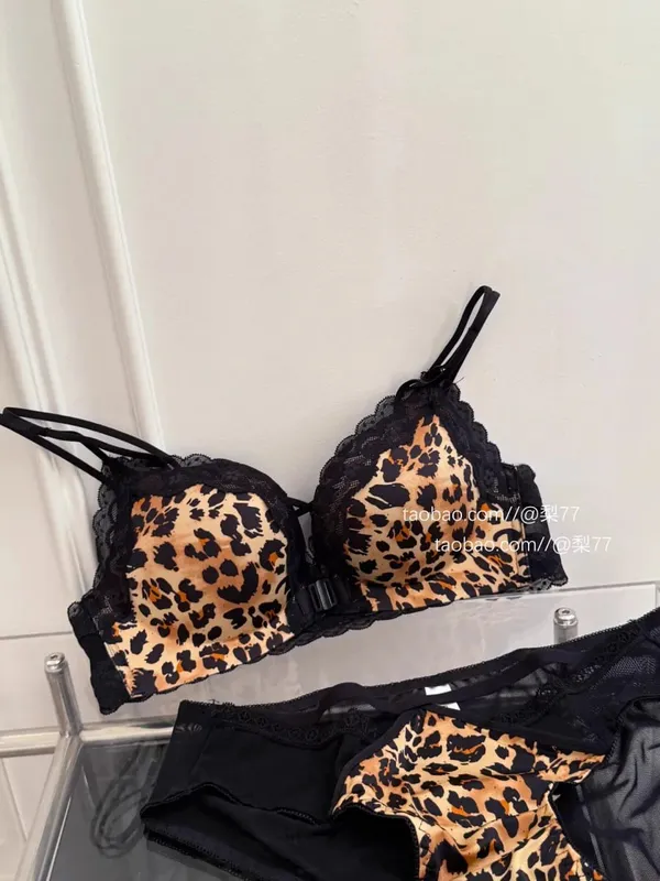 Petite Leopard Print Front Closure Bra Set Push Up Backless Sexy Party Lingerie Boost Bust Show Fuller Shape 32-38AB Top Selling