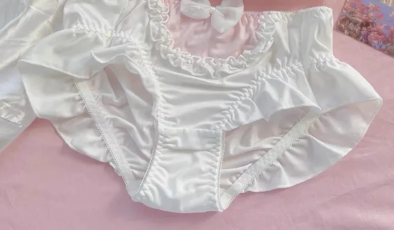 Japanese soft girl cute girl rabbit ears underwear small chest flat chest thin without steel ring triangle cup bra set 32-38AB