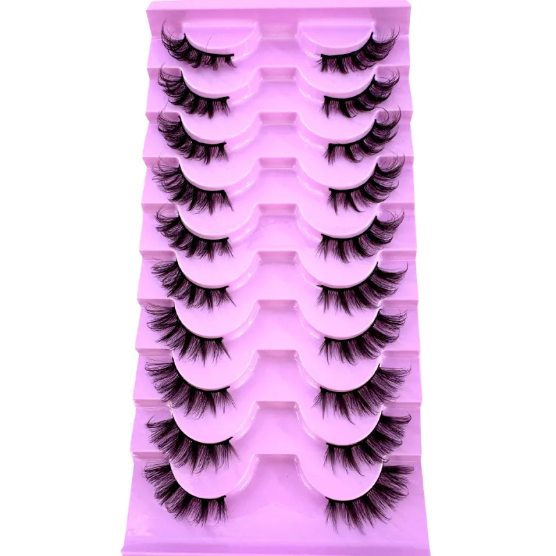 Demi-Cils 10 paires Demi-Cils doux naturel Cils yeux de chat outil de maquillage Faux Cils Extension moelleux Faux Cils