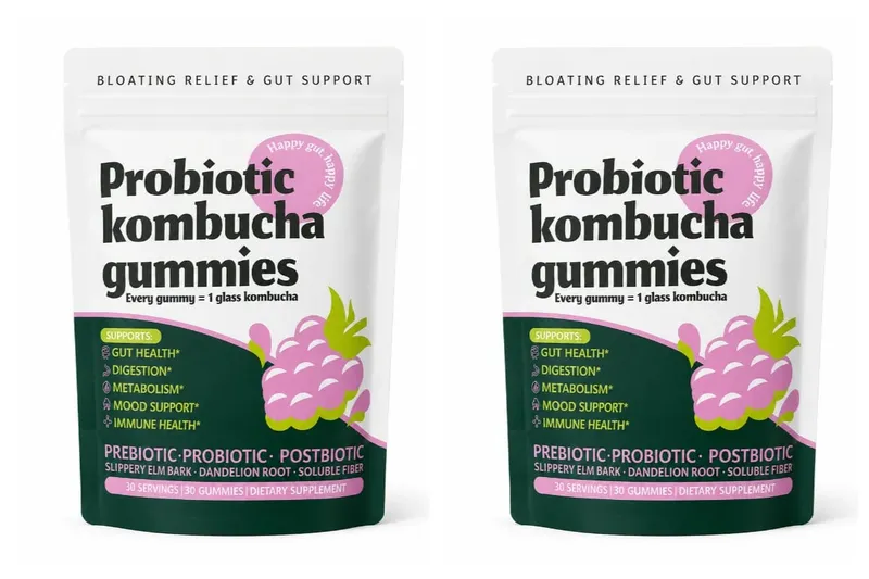 Probiotic Kombucha Gummies Every Gummy 1 Glass Kombucha Prebiotic Postbiotic Digestive Gut Health Vegan Berry Bliss 30 Gummies