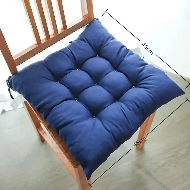 Non-deformable Thick Padded Square Seat Cushion Cute Cartoon Prints with Fixed Ties for Long Time Sitting