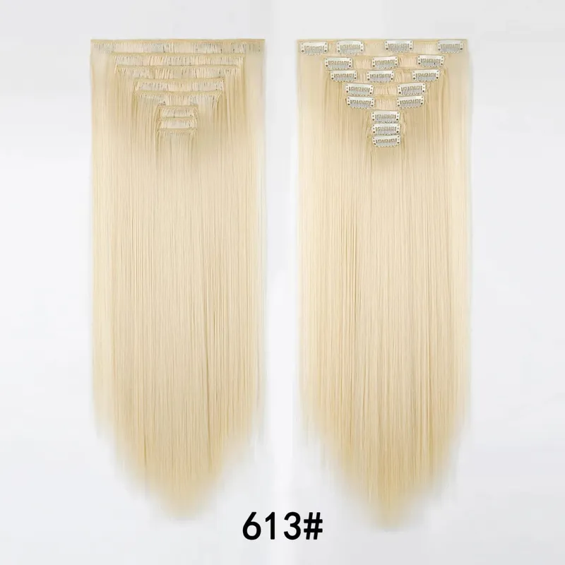 24 Inch 8 Pcs Clip In Hair Extension Straight Hair Extensions for Women Daily Wear Work & Casual Styling Synthetic Hair Pieces