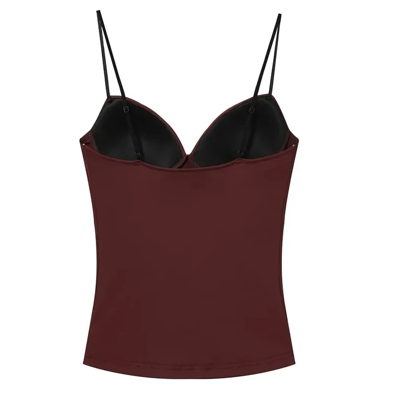 Sleeveless Crop Tops For Woman Corset Camisole Brown Top Women Bodycon Backless Sexy Tops With Straps Bustier Tank Tops