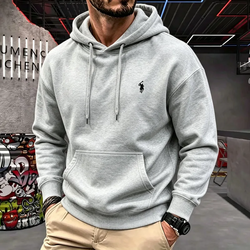 Atasan Golf Bordir Kuda Modis Mewah Musim Gugur-musim Dingin 2026 Lengan Panjang Bertudung Pria Kelas Atas Pakaian Pria Hoodie Kasual — image 6