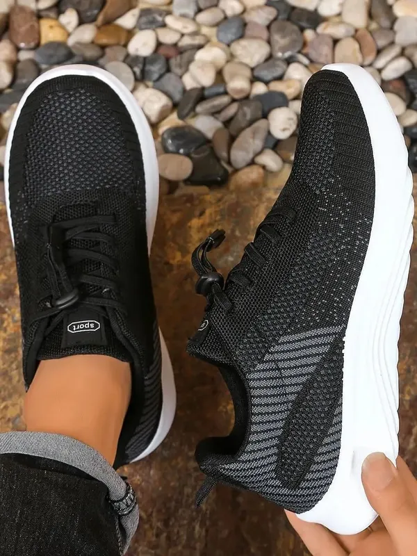 Men's Sports Rubber-Soled Sneakers Solid Color Casual and Fashionable for Daily Commuting Outfits