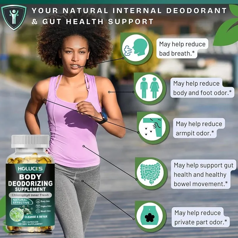 Natural Chlorophyll Capsules Supplement Internal Detox Cleanse Body Deodorant Promote Digestive & Skin Wellness