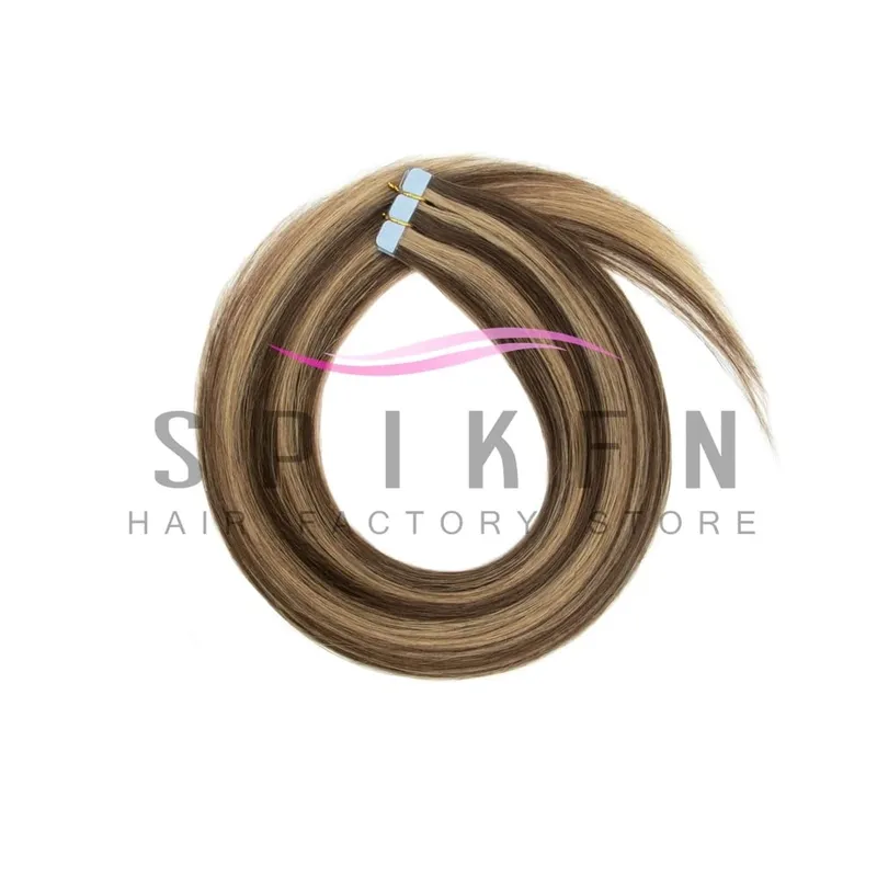12"-20" Mini Tape Hair Extensions Machine Remy Skin Weft Adhesive Tape In Human Hair Natural Black Brown Blonde Straight 10pcs