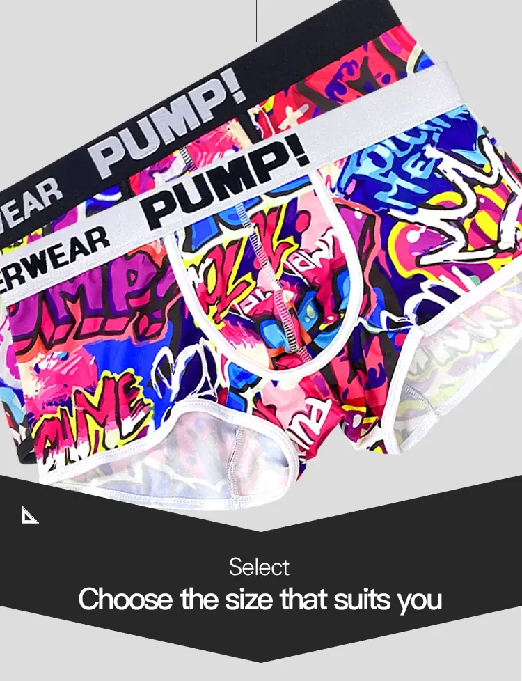 1PCS Men's Cotton Nylon Blend Boxer Briefs All-Over Graffiti Print Wide Elastic Waistband Non-Tight Fashion Sport Underwear
