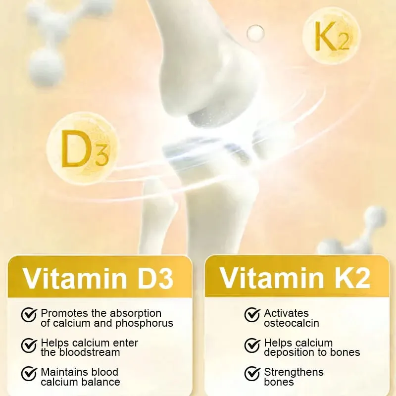 Bcuelov Vitamin D3+K2 5000 IE Vitamin D3 ikke-GMO formel let at sluge vitamin D og K kompleks kosttilskud