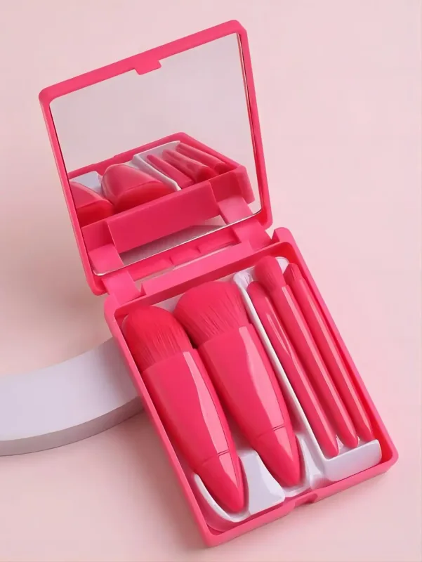 Complete Cosmetic Brushes Small Function Kit 5pcs With Case And Mirror Travel Size Makeup Brushes Set Mini Makeup Brushes — image 8