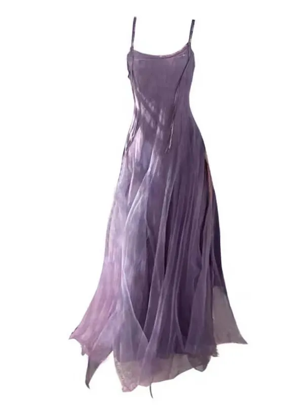 Robe trapèze en maille violette effet amincissant, longueur cheville, avec sangle, pour femmes de grande taille, dissimule le ventre, style coréen pour les déplacements...