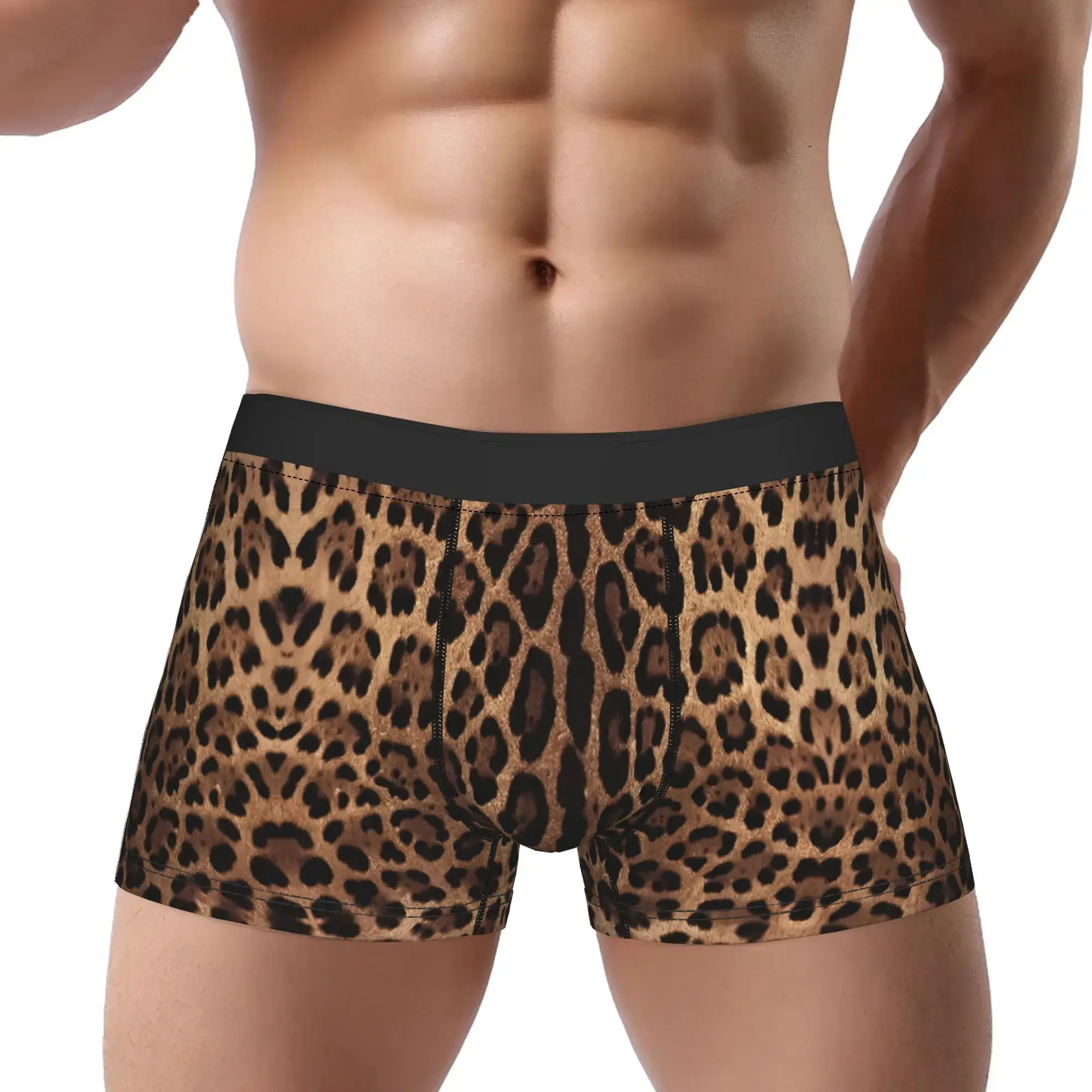 Leopard Print Skin Leopard Print Underpants Breathbale Panties Man Underwear Print Shorts Boxer Briefs — image 1