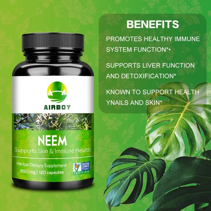Organic Neem Supplement - Herbal Acne Supplements Supporting Clear Skin and Detox Supports Immune Health