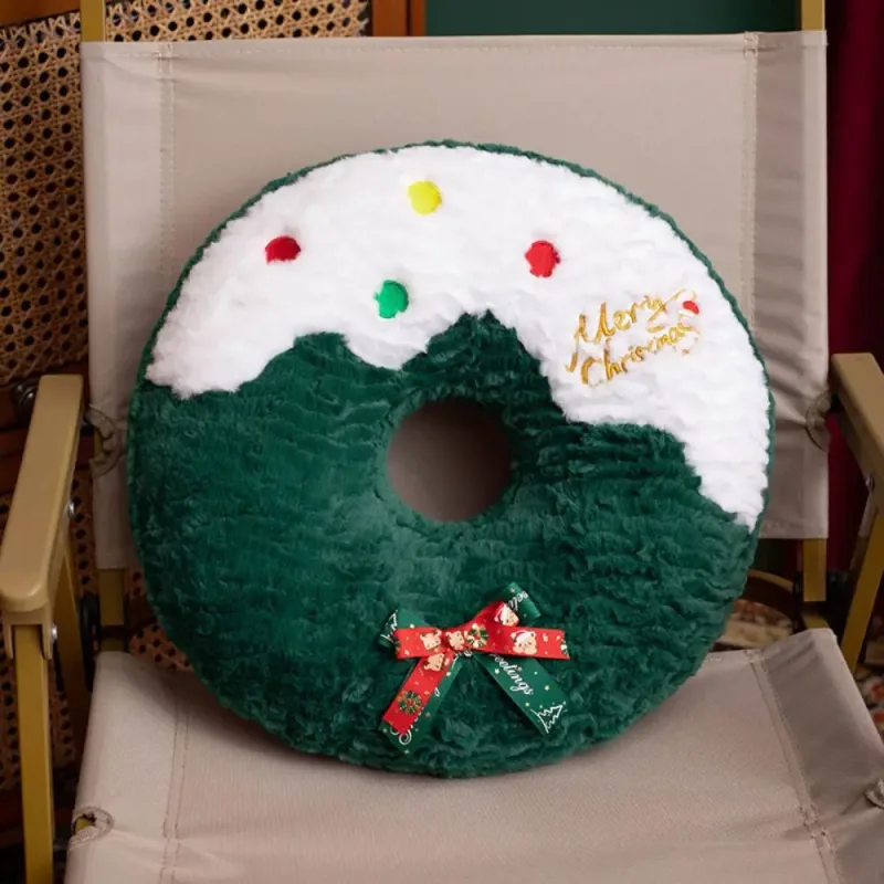 Cute Creative Shape Christmas Pillow Soft Stuffed Comfortable Gingerbread Man Cushion Seasonal Pattern Waist Cushion Home Decor