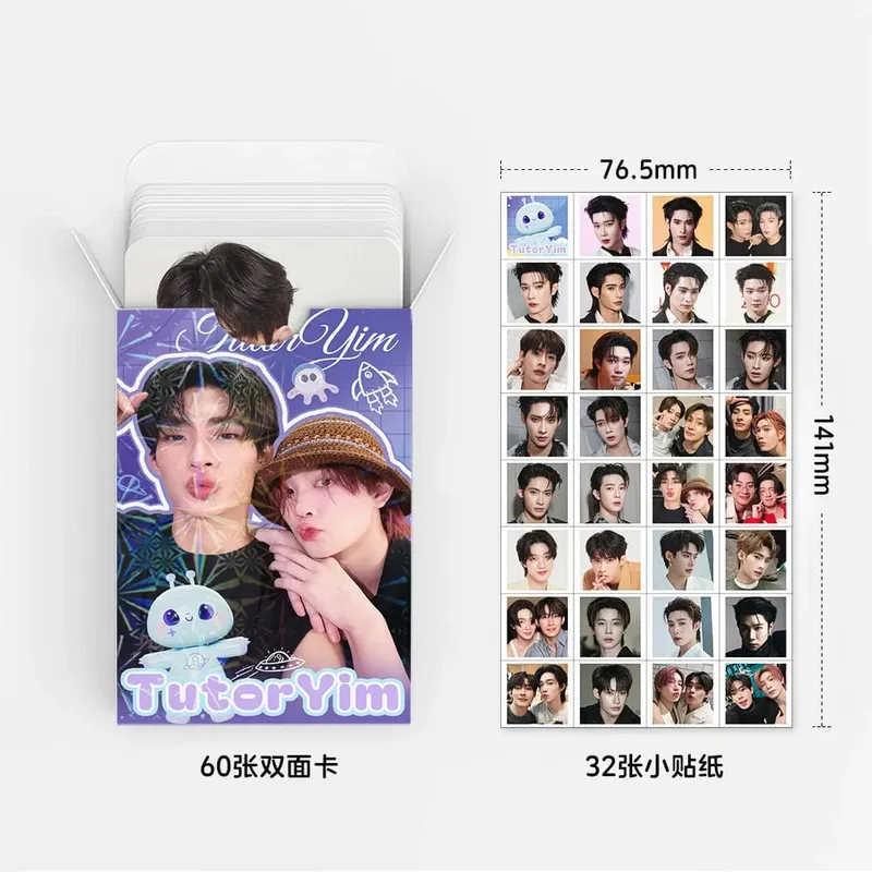 92ks TutorYim Thai BL Star Lomo Cards Set 60ks Photo Cards + 32P Decorative Stickers Idol Portrait Photocard Pro fanoušky dramatu