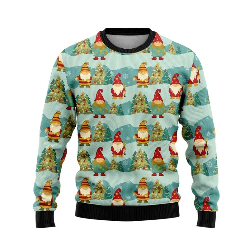 3D Printed Cartoon Santa Claus Sweatshirt For Men Merry Christmas Pattern Hoodies Casual Harajuku Loose Tops Round Neck Pullover — image 15
