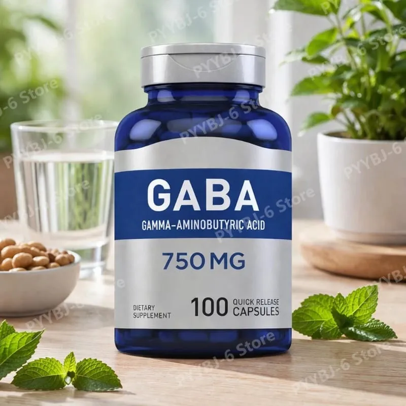 750mg Gamma-Aminobutyric Acid 100 Quick Release Capsules Non-GMO & Gluten Free Dietary Supplement for adult