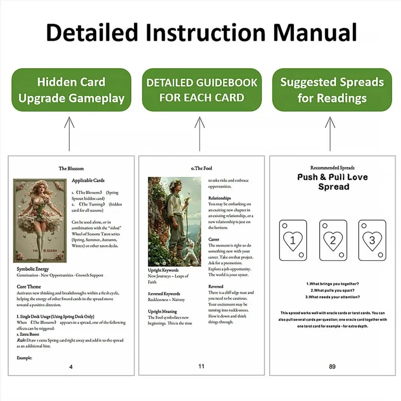 Tarot Cards for Beginners with Guidebook Spring Sprout Tarot Deck 80 Oracle and Tarot Cards Cards with Gilded Learning Edge