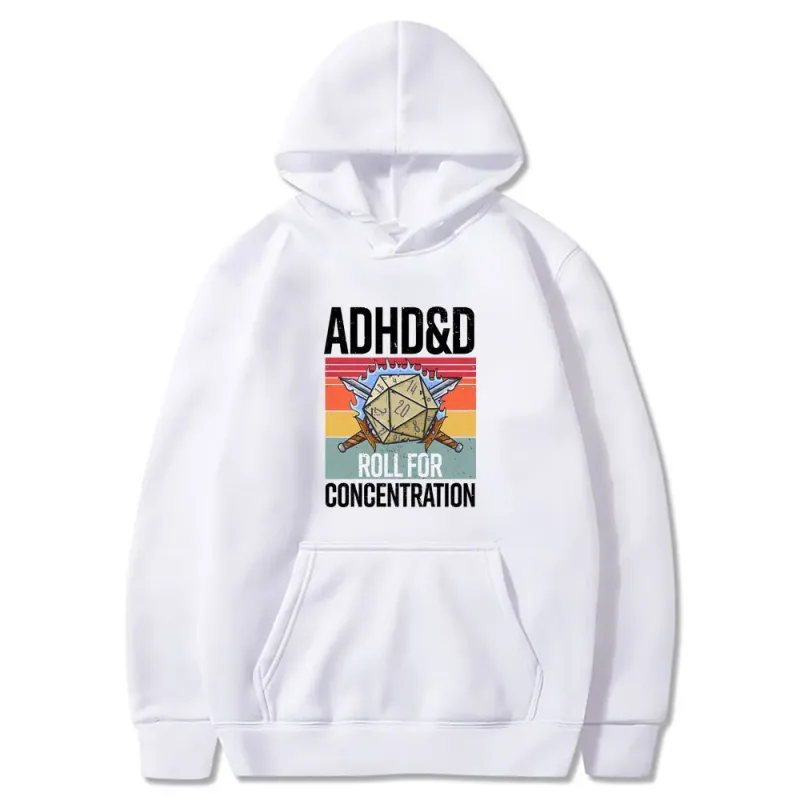 Roll for Concentration 2025 Funny Gamer Dungeons DM RPG Dice Dragon Tops Men Women Cotton Vintage Sweatshirts and Hoodies