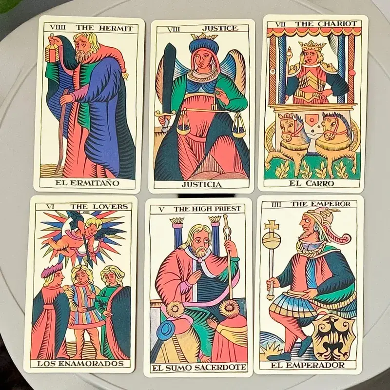 Spanish Tarot Español Deck 10.3*6cm 78 Cards Bilingual English Spanish Marseille Style Divination Cartomancie Dusserre
