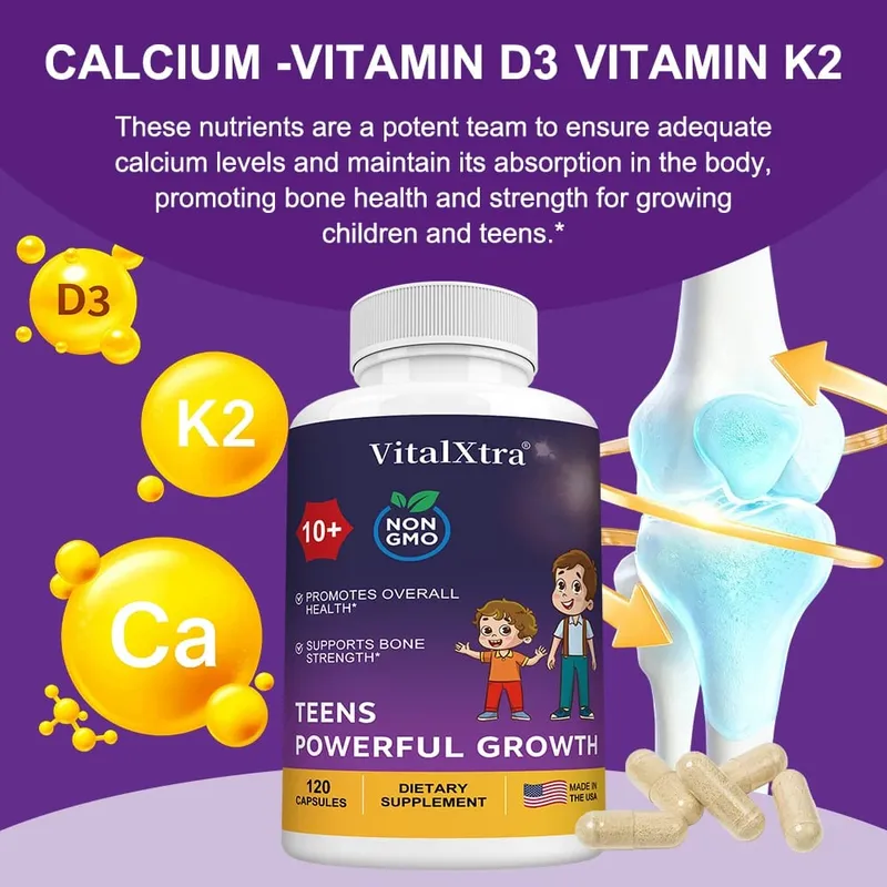 Supplements Capsules Containing Vitamin D3 + K2 Calcium To Strengthen Bones and Enhance Immunity