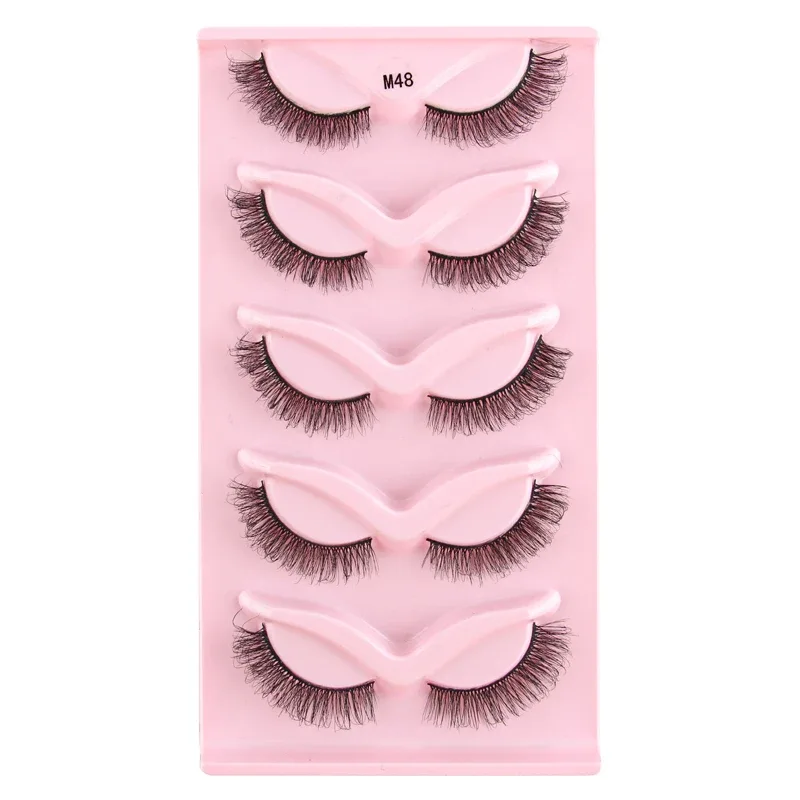 Halve øjenvipper Katteøjevipper 3/5/10 par falske øjenvipper Fluffy Blødt naturligt udseende Klart bånd 3D Mink-vipperforlængelse makeup — image 17