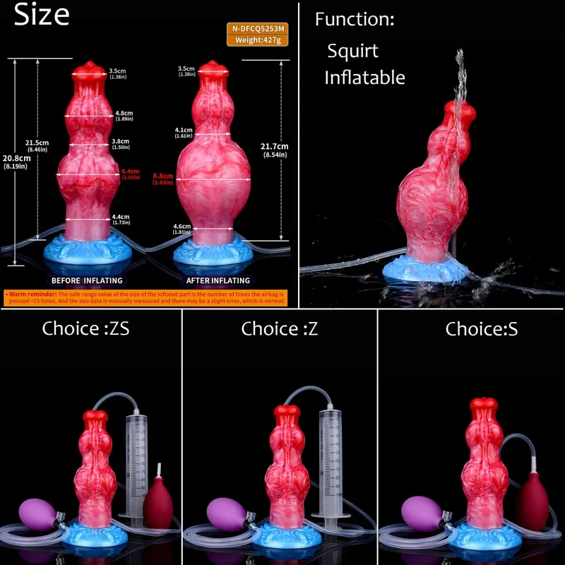 Gode ​​gonflable en Silicone avec nœud d'éjaculation, circonférence réglable, fantaisie, pénis de cheval, jouets sexuels pour adultes, dilatateur Anal