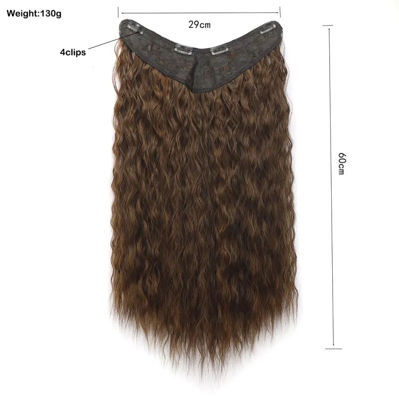 Synthetic Curly Hair Extensions Clip in One Piece 4Clips Deep Wave Long Hairpieces for Women Daily Use Party Hair Accessory
